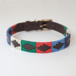 Good Dog Lunar Collar in brown leather blue red green cream Large size