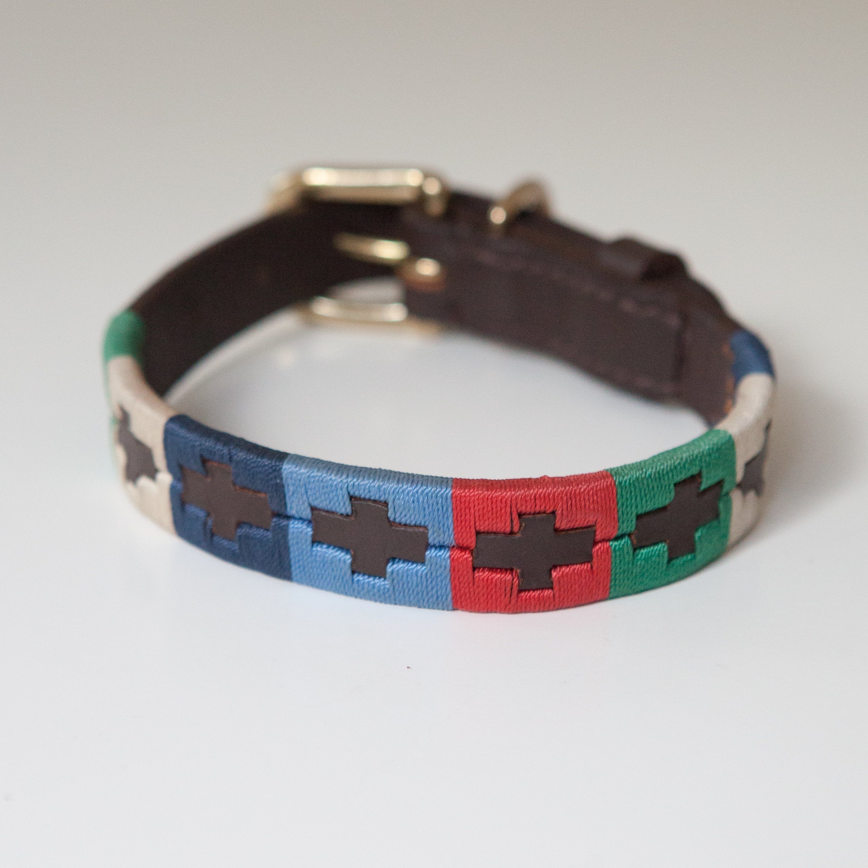 Good Dog Lunar Collar in brown leather blue red green cream small medium size