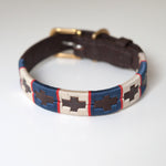 Good Dog Peanut Collar in brown leather blue red cream small medium size
